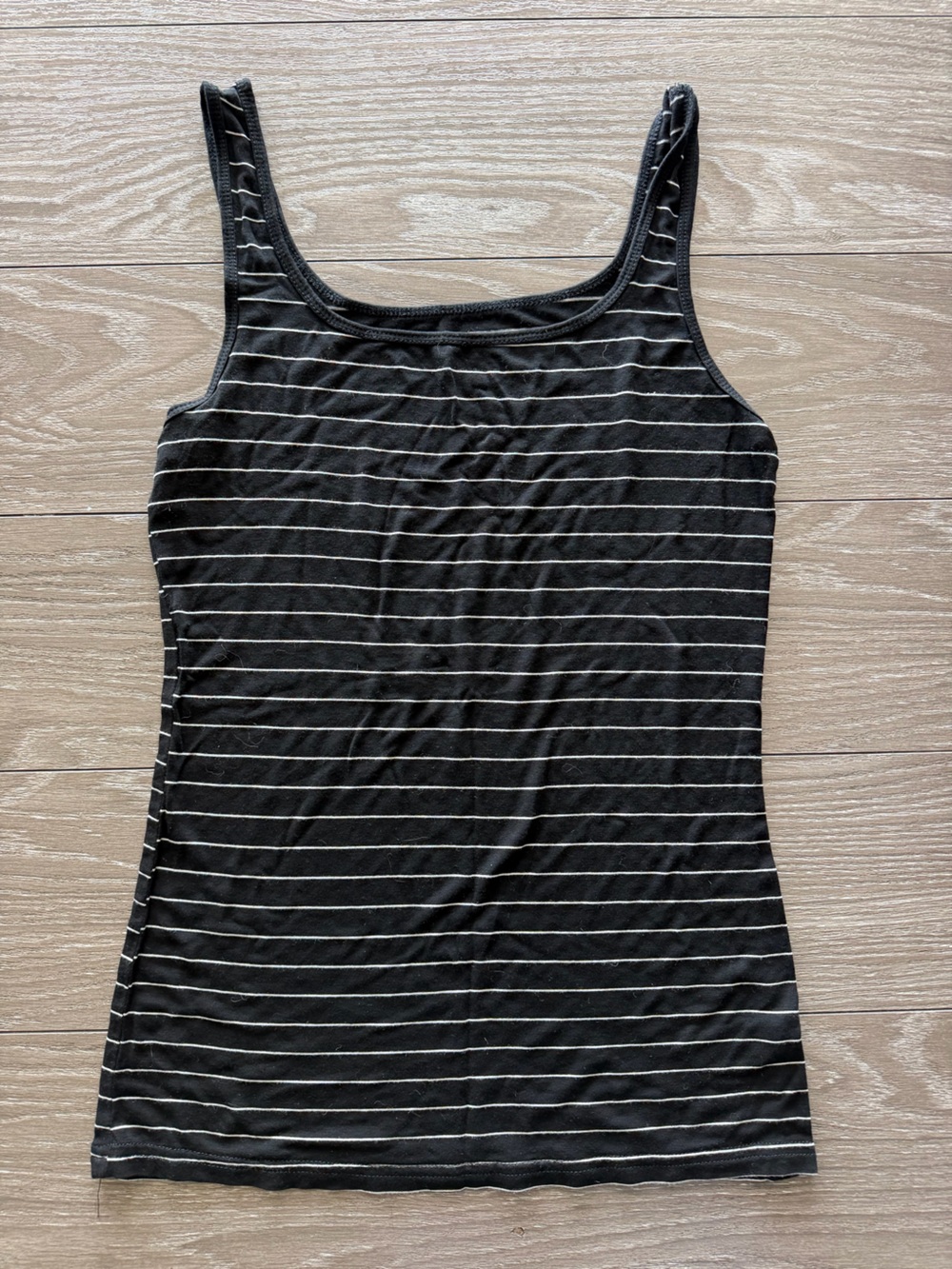 Halogen Black Tank Top with Thin White Stripes - Women